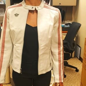 Woman's leather motorcycle jacket